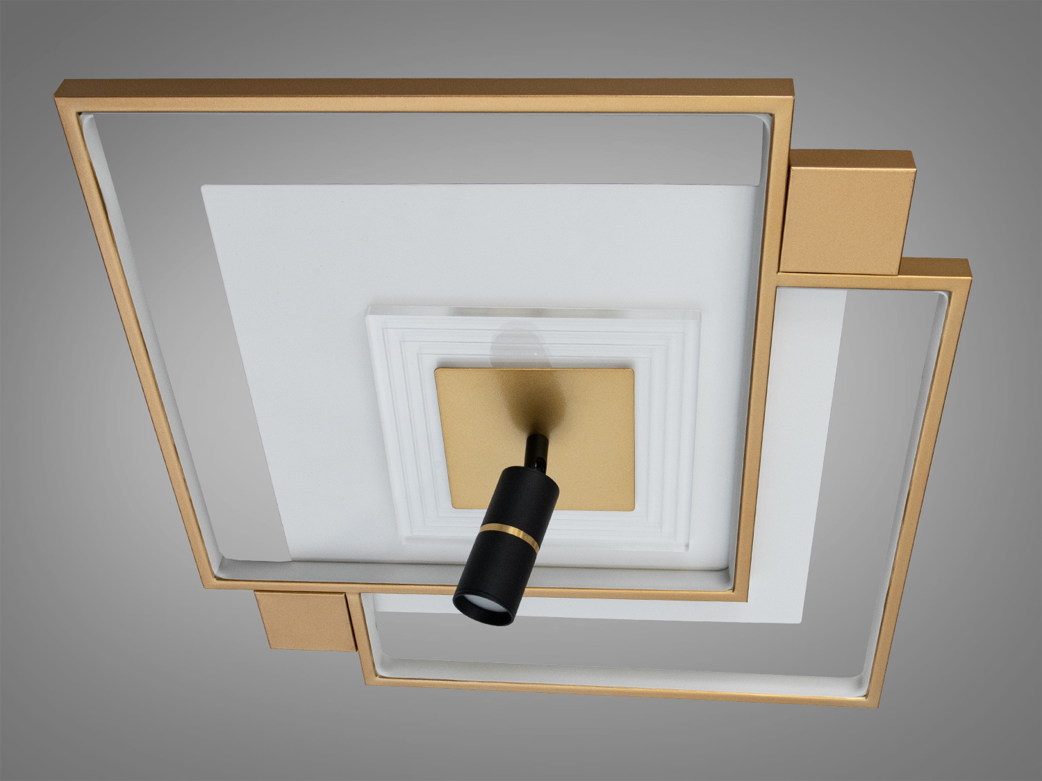 Стельова LED люстра біло золота 70Вт пульт димер