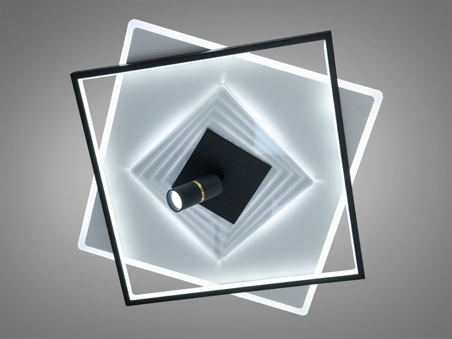 Світильник стельовий з геометричним дизайном, квадратні рамки, що перекриваються, створюють стильний акцент у будь-якому приміщенні.