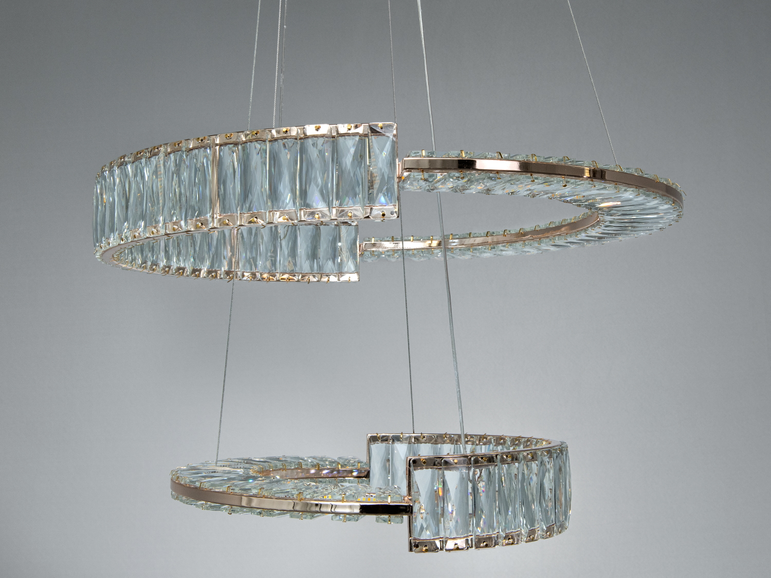 Світлодіодна люстра золото 103 Вт 2 кільця