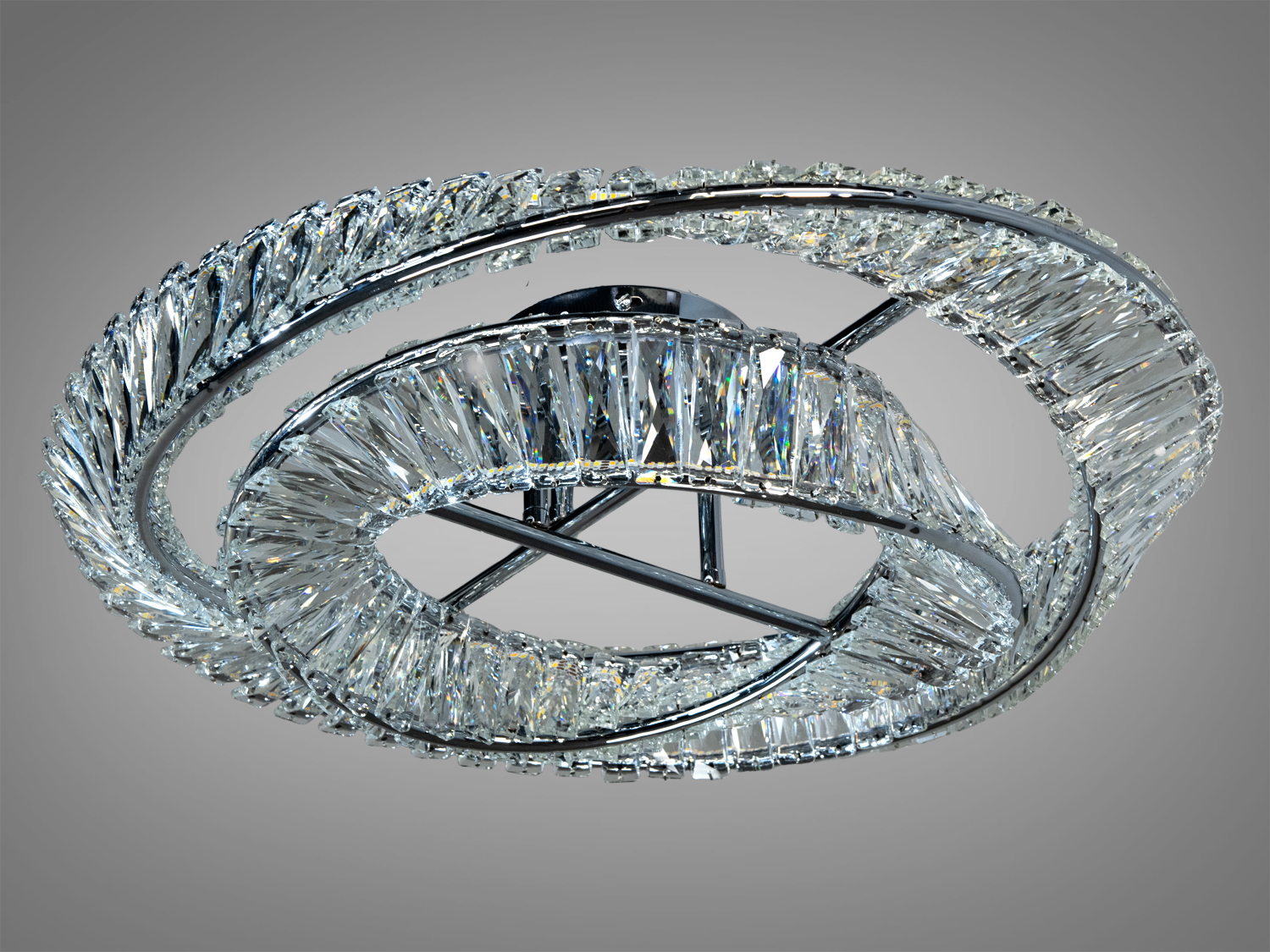 Інноваційна кришталева світлодіодна люстра на тросах, 105 Вт, хром