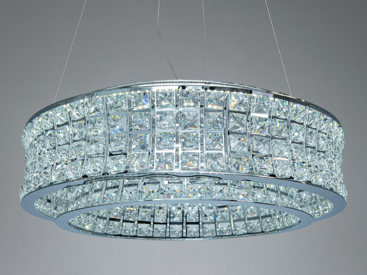 LED підвісна кришталева люстра 110Вт хром пульт