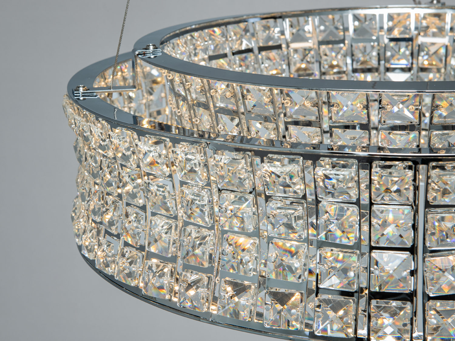 LED підвісна кришталева люстра 110Вт хром пульт