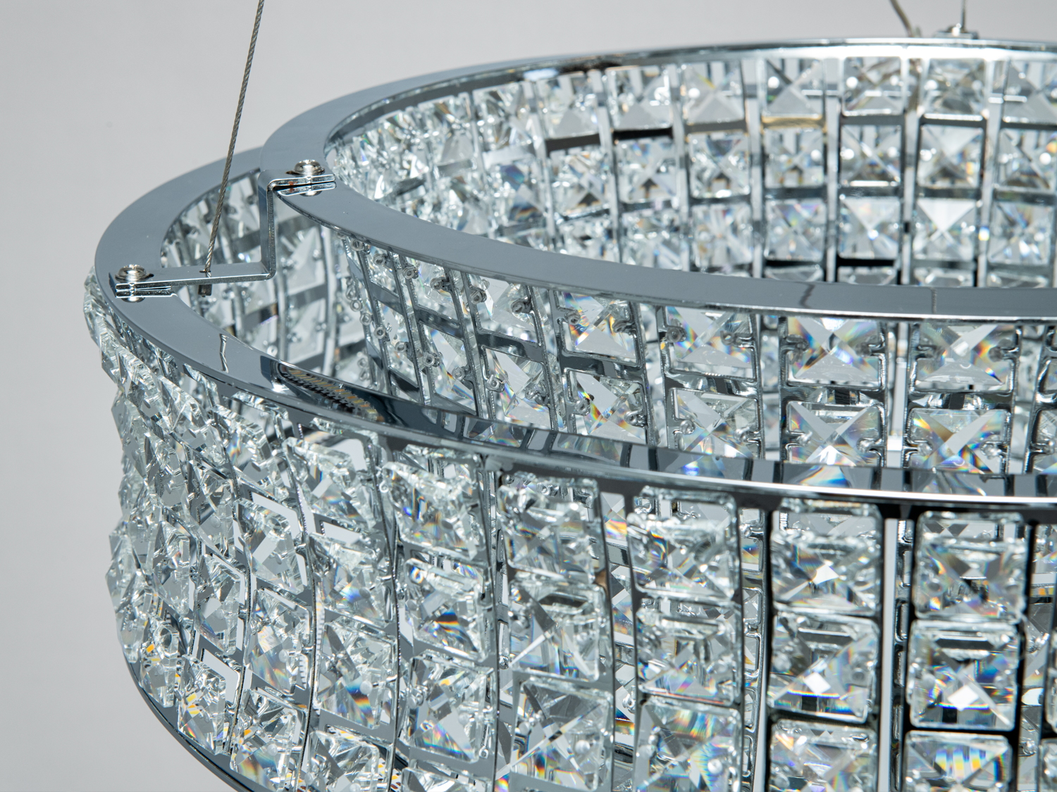 LED підвісна кришталева люстра 110Вт хром пульт