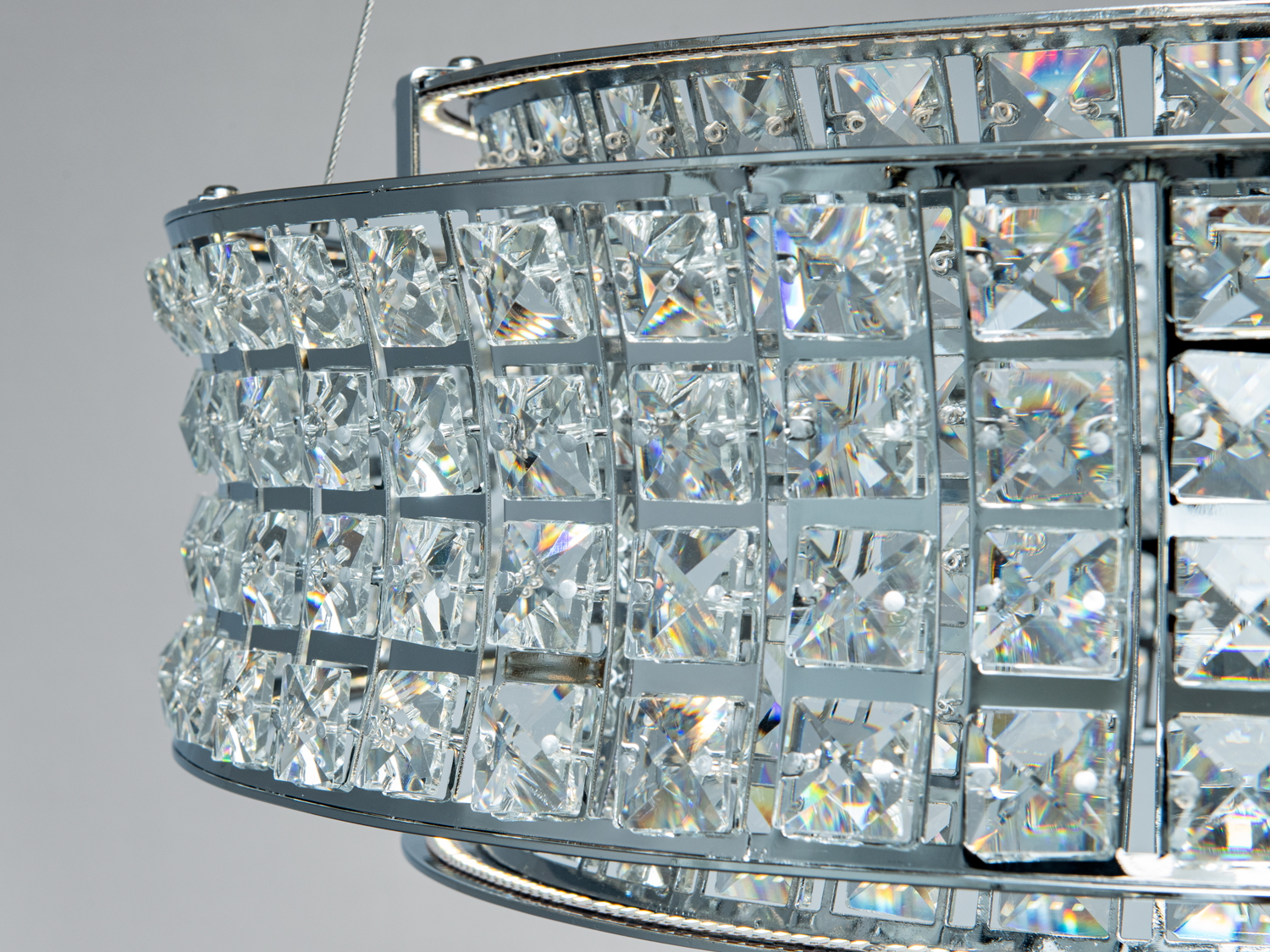 LED підвісна кришталева люстра 110Вт хром пульт