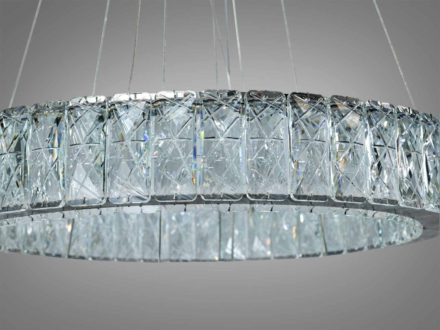 Підвісна кришталева люстра LED хром 82Вт 4510 Лм