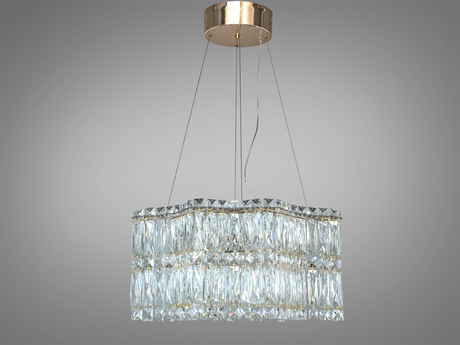 Підвісна кришталева люстра LED золото 68Вт