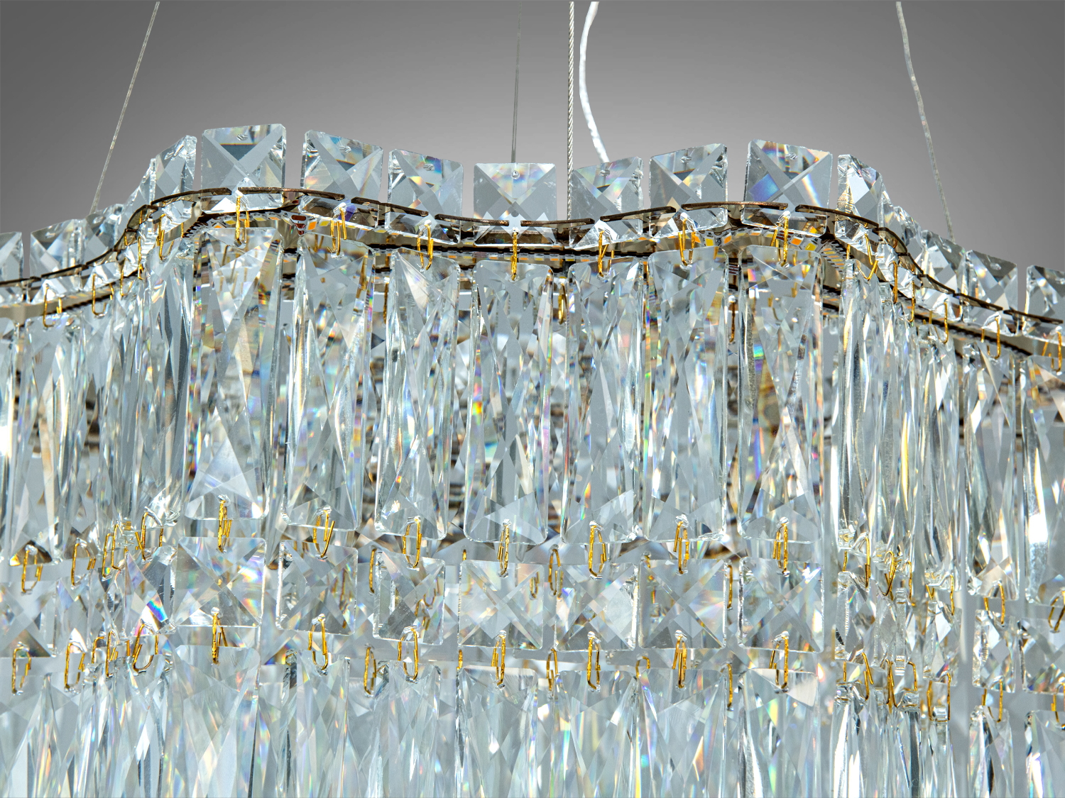 Підвісна кришталева люстра LED золото 68Вт