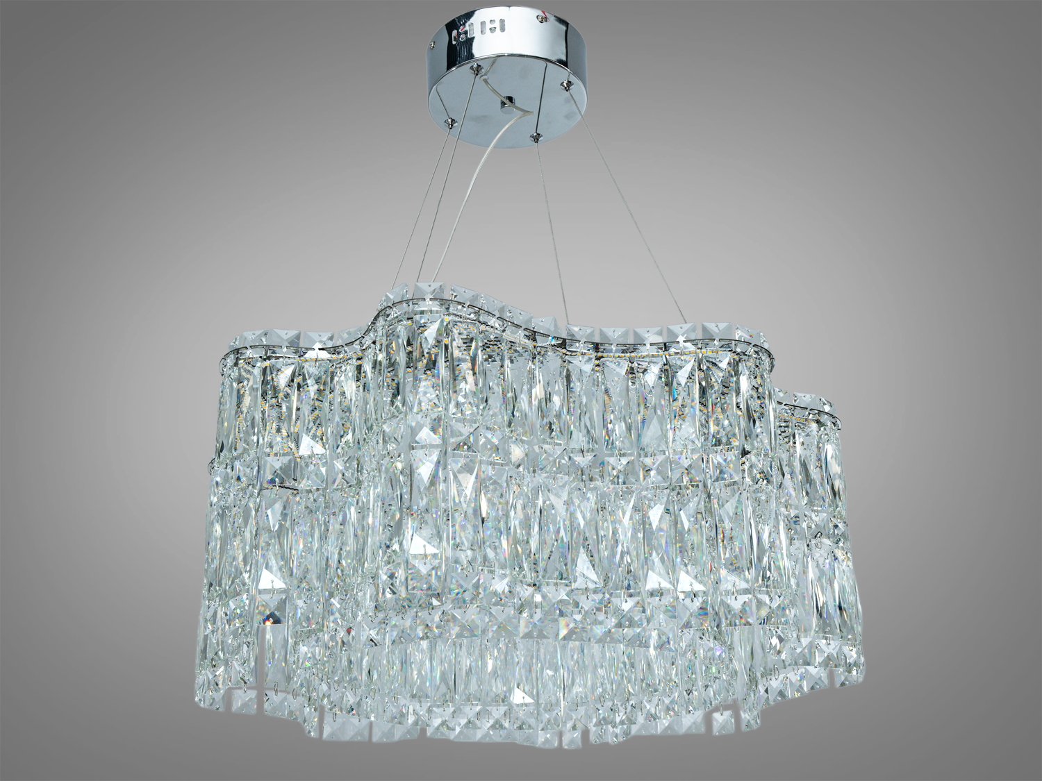 Підвісна кришталева LED люстра хром 85 Вт з ПДУ