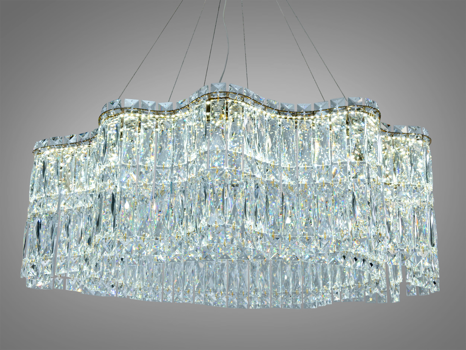 Підвісна кришталева люстра LED золото 125 Вт пульт