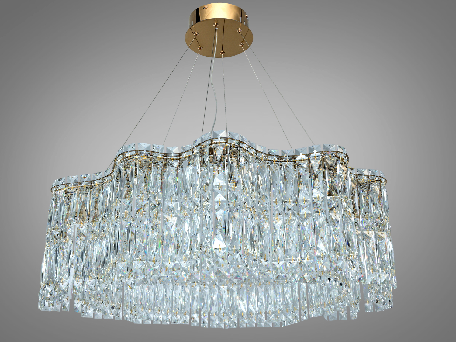 Підвісна кришталева люстра LED золото 125 Вт пульт