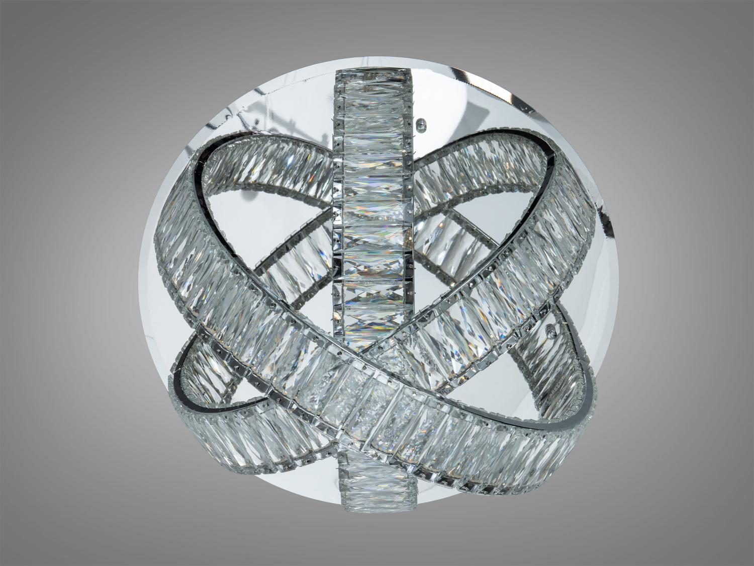 Стельова кришталева люстра 100 Вт хром 3 кільця