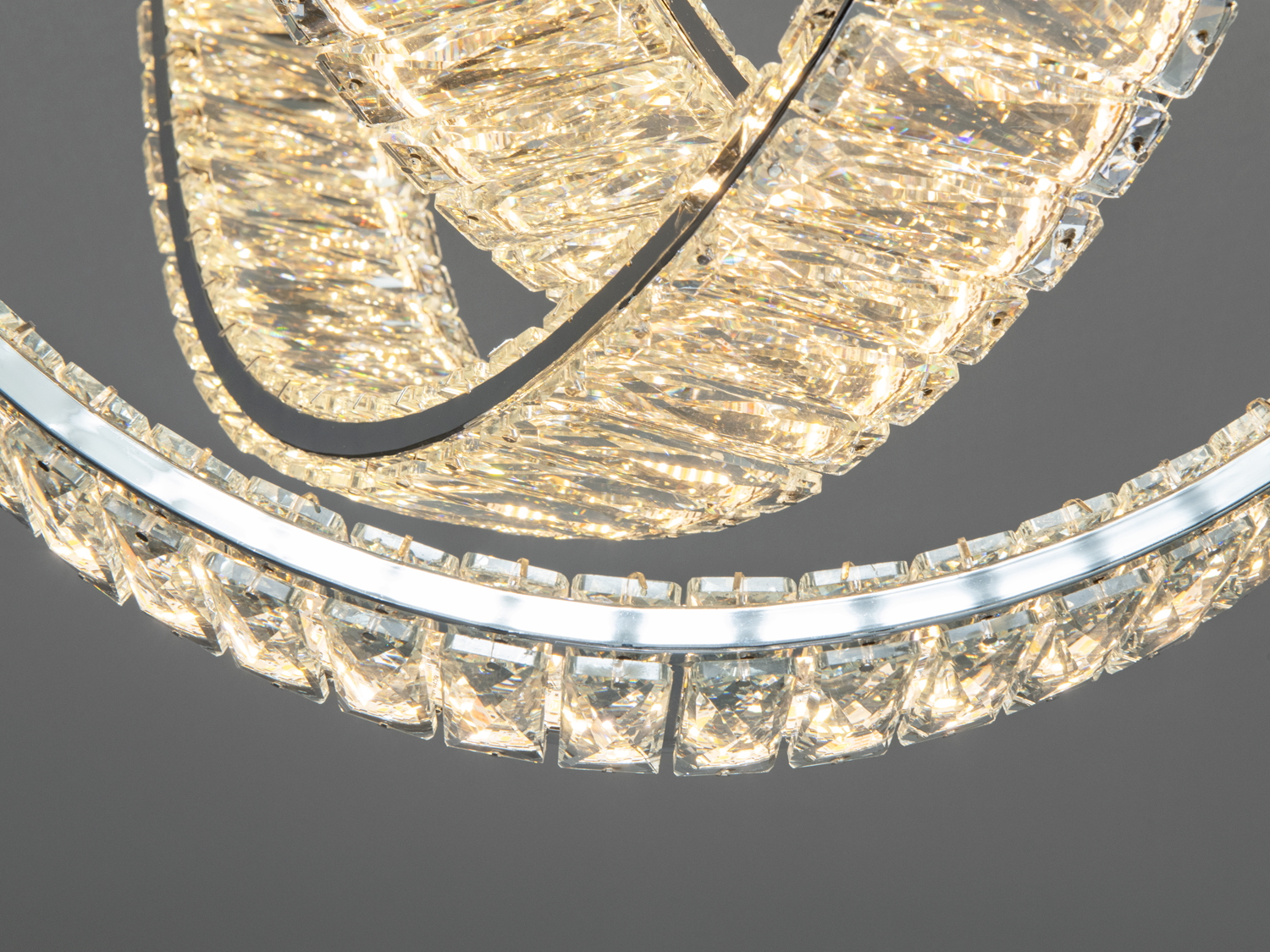 Стельова кришталева люстра 100 Вт хром 3 кільця