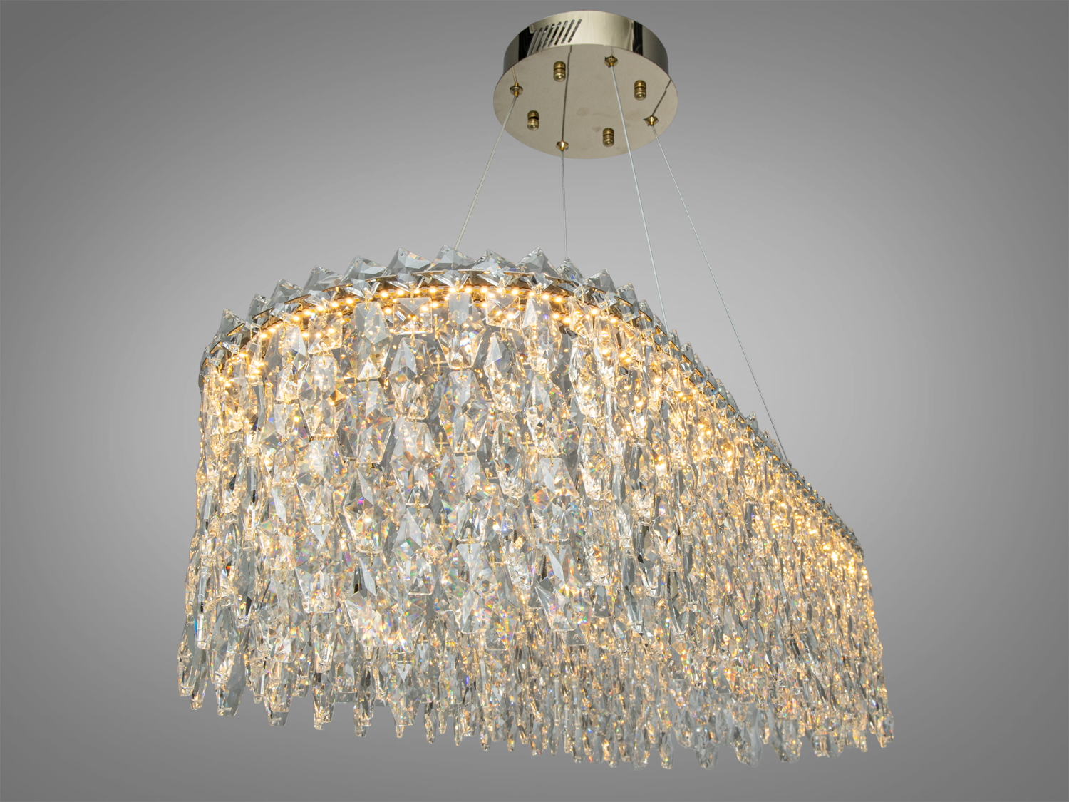 Світильник з кришталевими підвісками, еліптична форма, підвісний монтаж, ідеальний для сучасного інтер′єру.