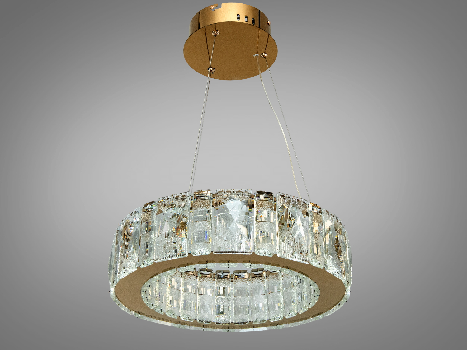 Підвісна люстра LED кришталь золото 45Вт з пультом