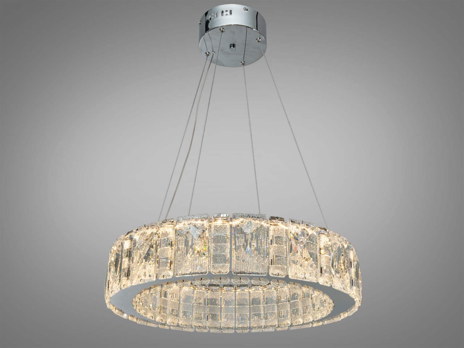 Підвісна люстра з кришталевими деталями, підходить для сучасного інтер′єру, з можливістю зміни температури світла.