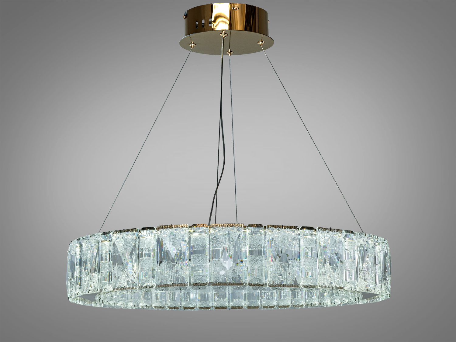 Підвісна люстра з прозорими кришталевими елементами, що підкреслюють елегантність. Ідеальна для класичних інтер′єрів.