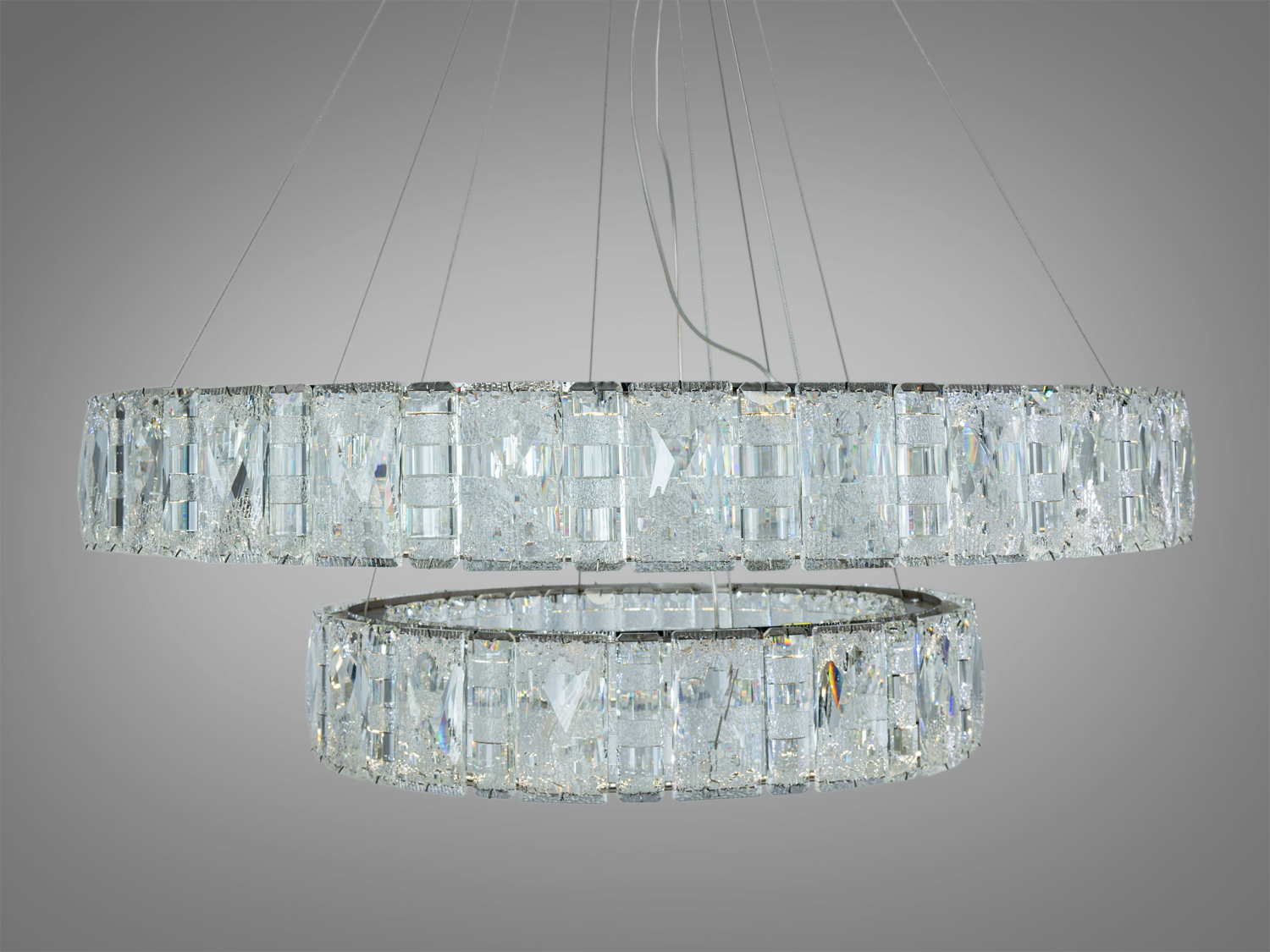 Підвісна кришталева LED люстра хром 135Вт пульт 23м2