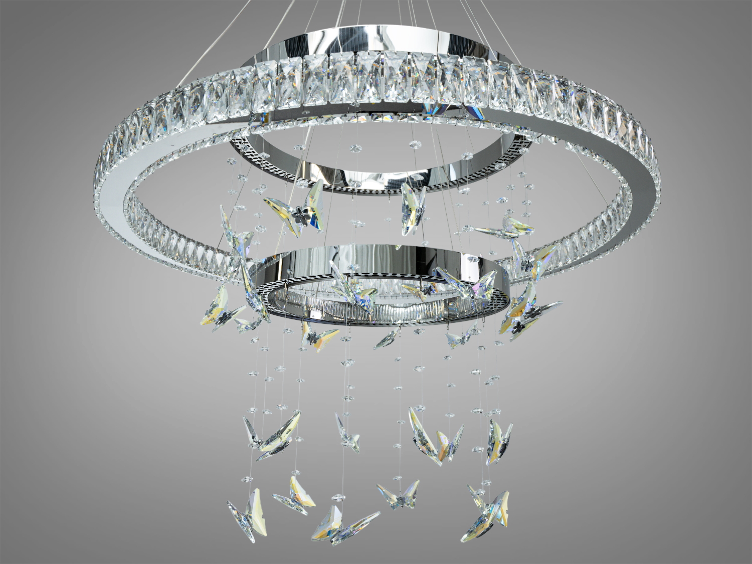 Підвісна LED люстра кришталь хром 176Вт з пультом