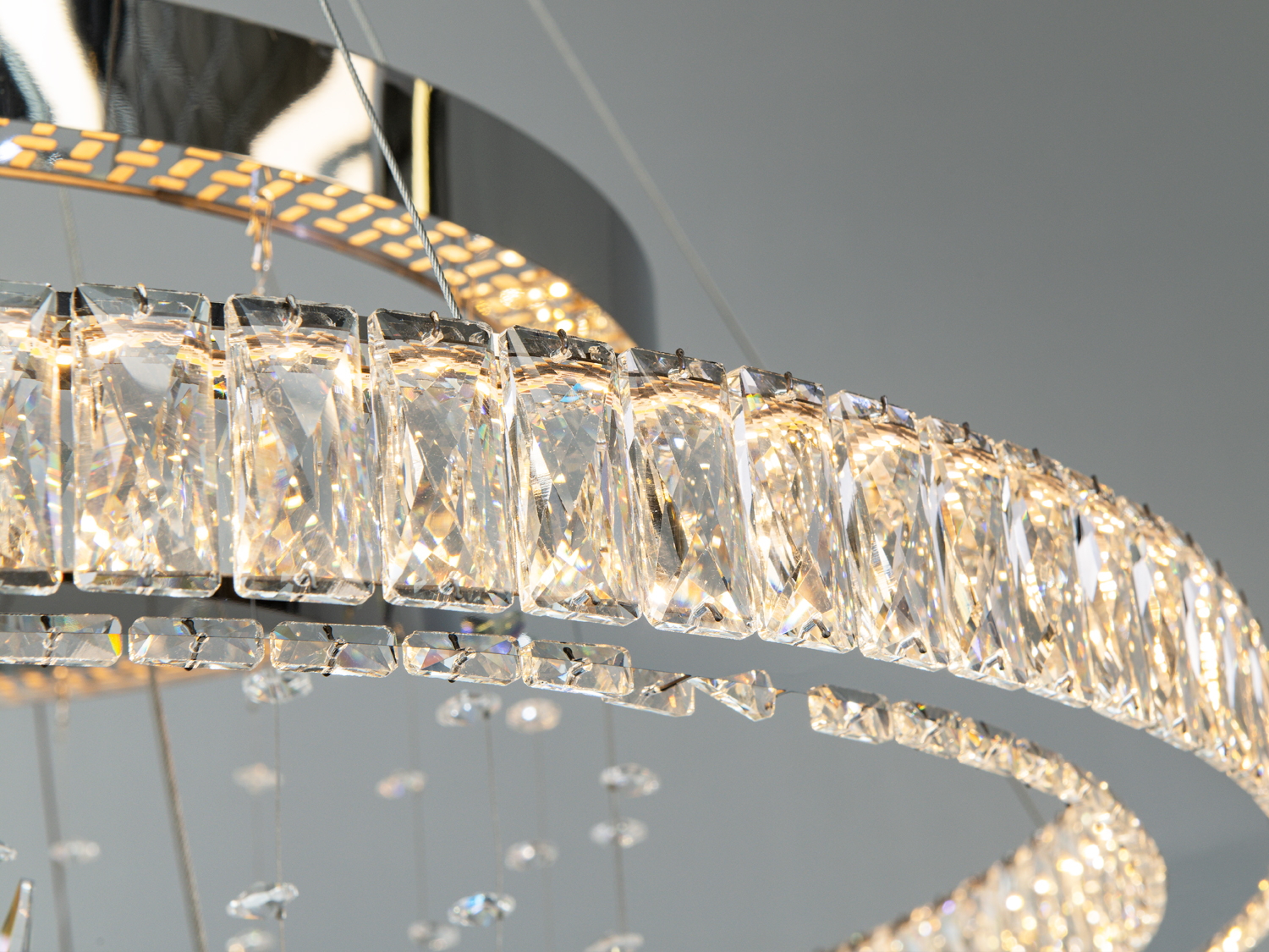 Підвісна LED люстра кришталь хром 176Вт з пультом