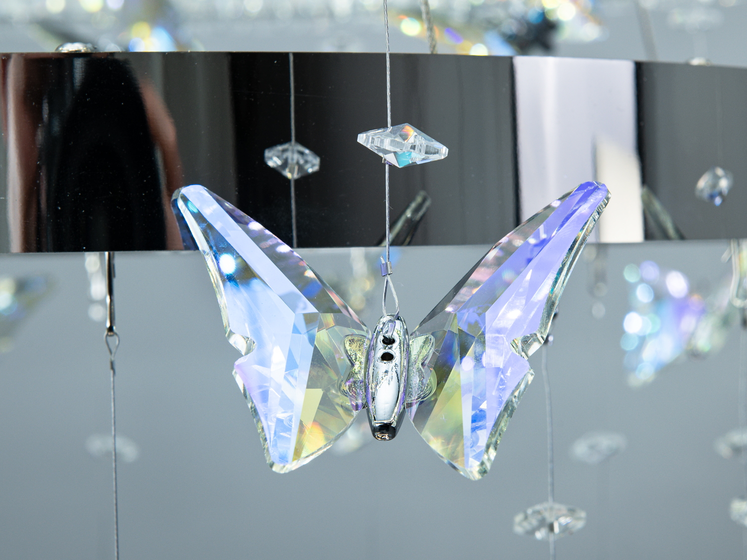 Підвісна LED люстра кришталь хром 176Вт з пультом