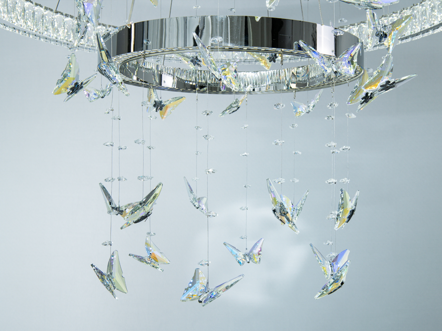 Підвісна LED люстра кришталь хром 176Вт з пультом