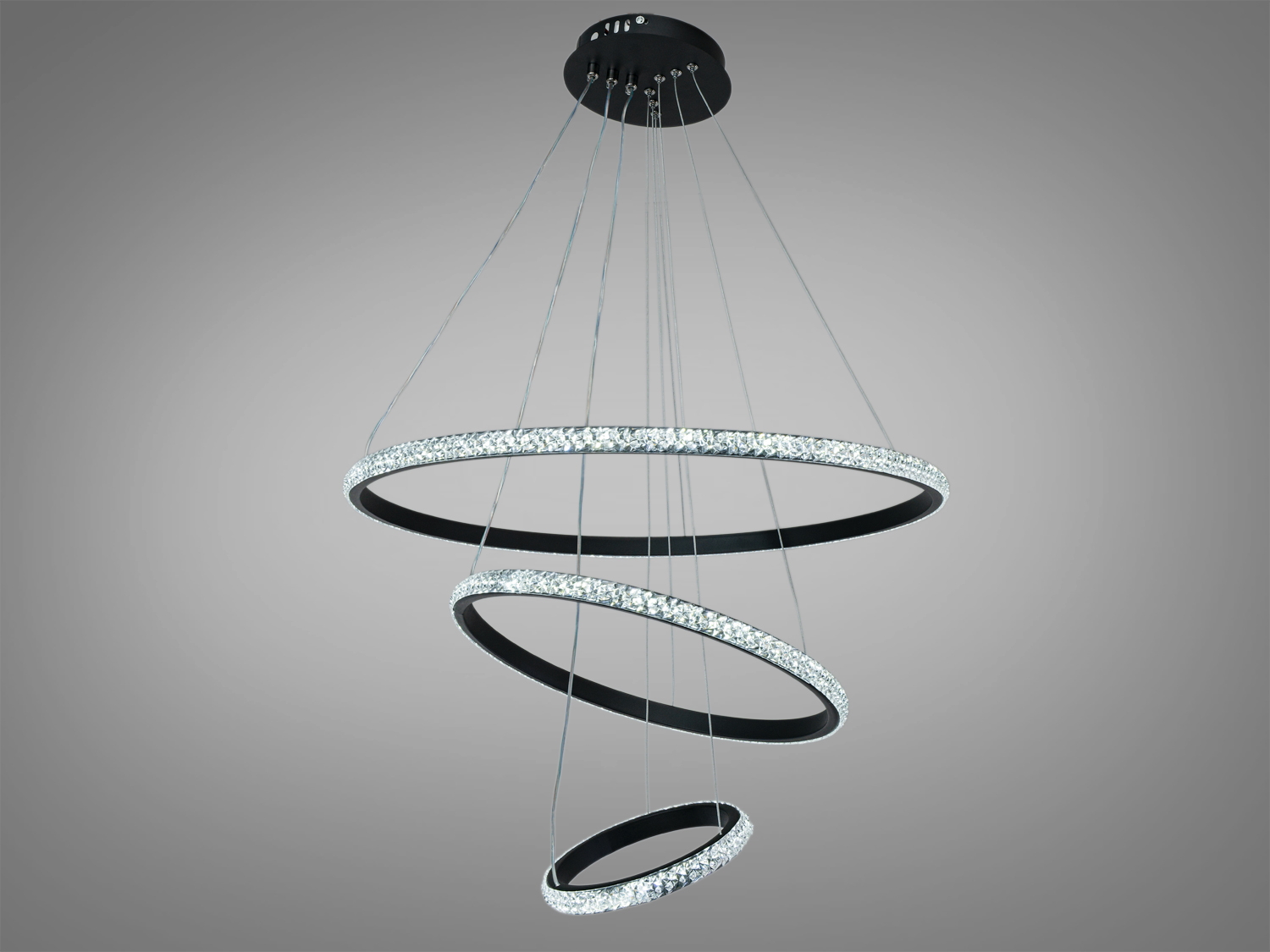 Стильна, елегантна LED люстра з димером, потужністю 100W, чорного кольору