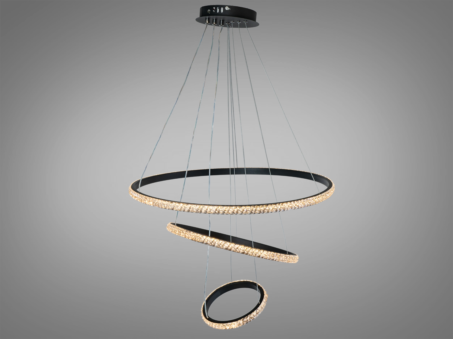 Стильна, елегантна LED люстра з димером, потужністю 100W, чорного кольору