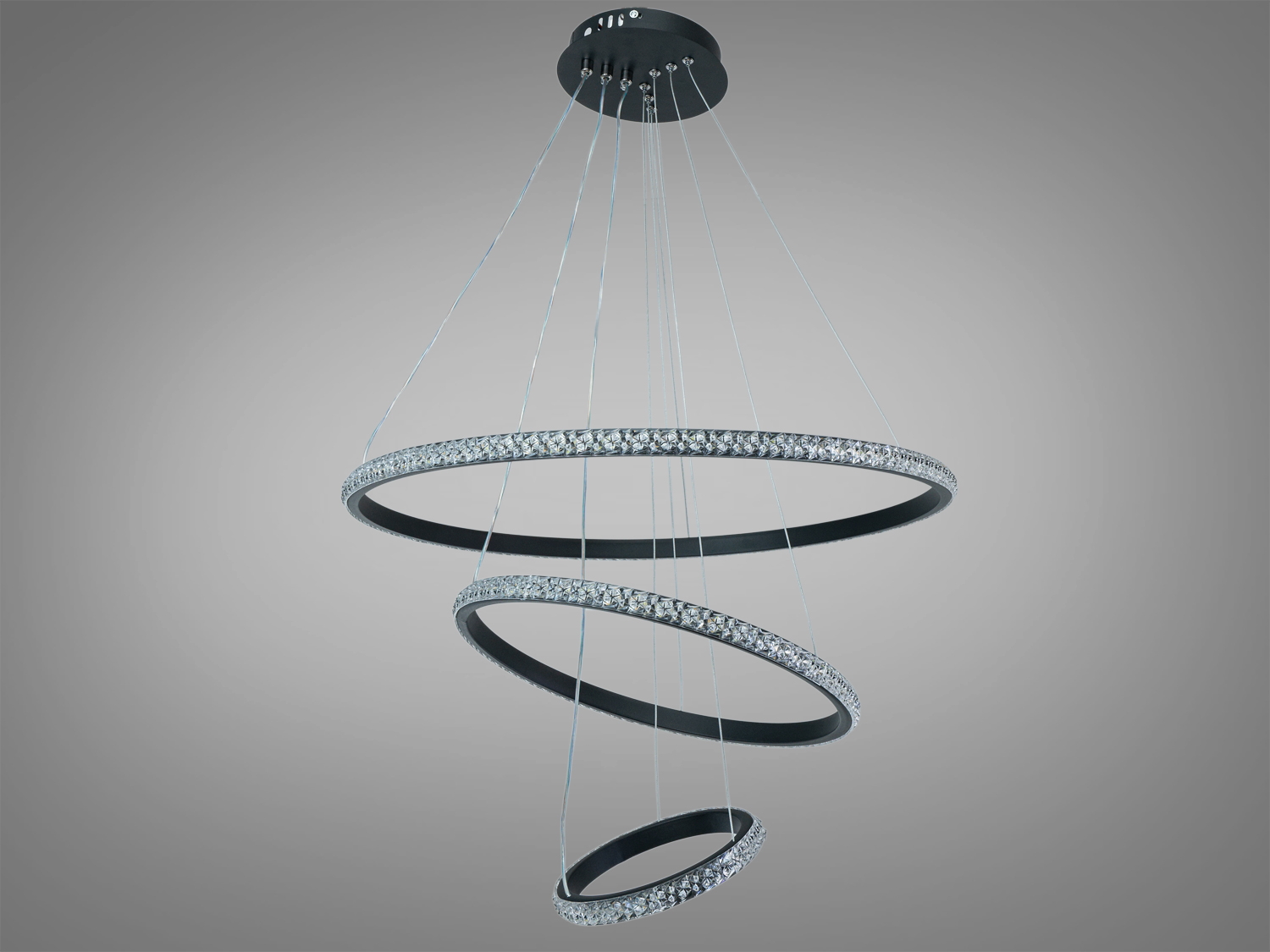 Стильна, елегантна LED люстра з димером, потужністю 100W, чорного кольору