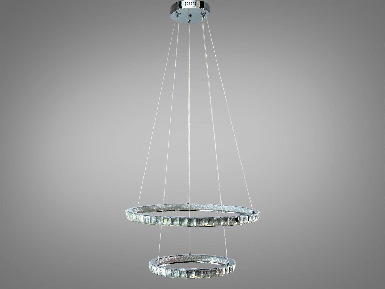 Підвісна люстра LED два кільця хром 82 Вт