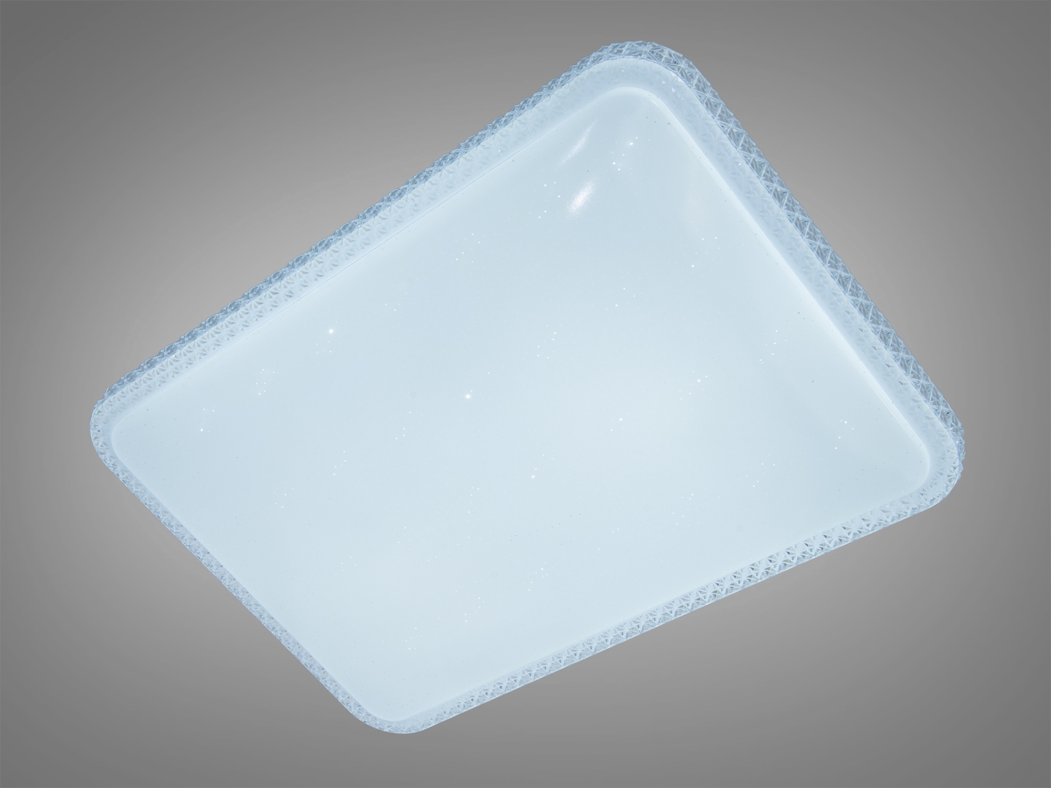 Стельовий світильник з матовою поверхнею та декоративною рамкою, забезпечує рівномірне освітлення в приміщенні.