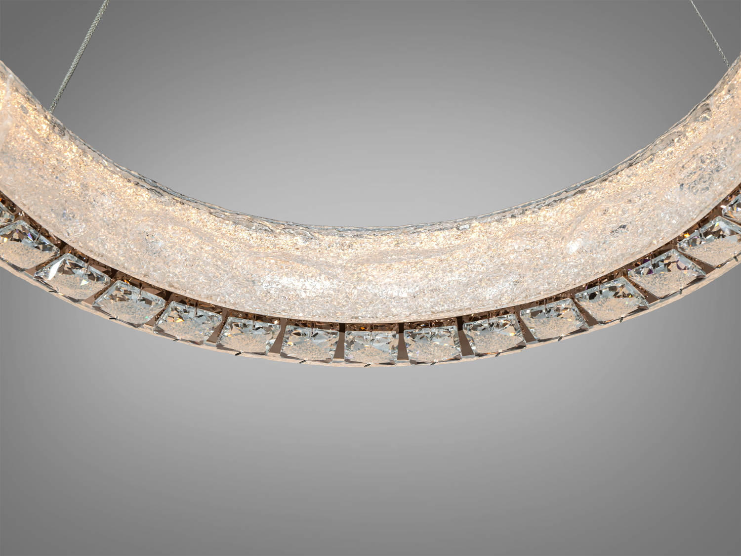 Підвісна LED люстра Diasha каскад золото 58Вт пульт