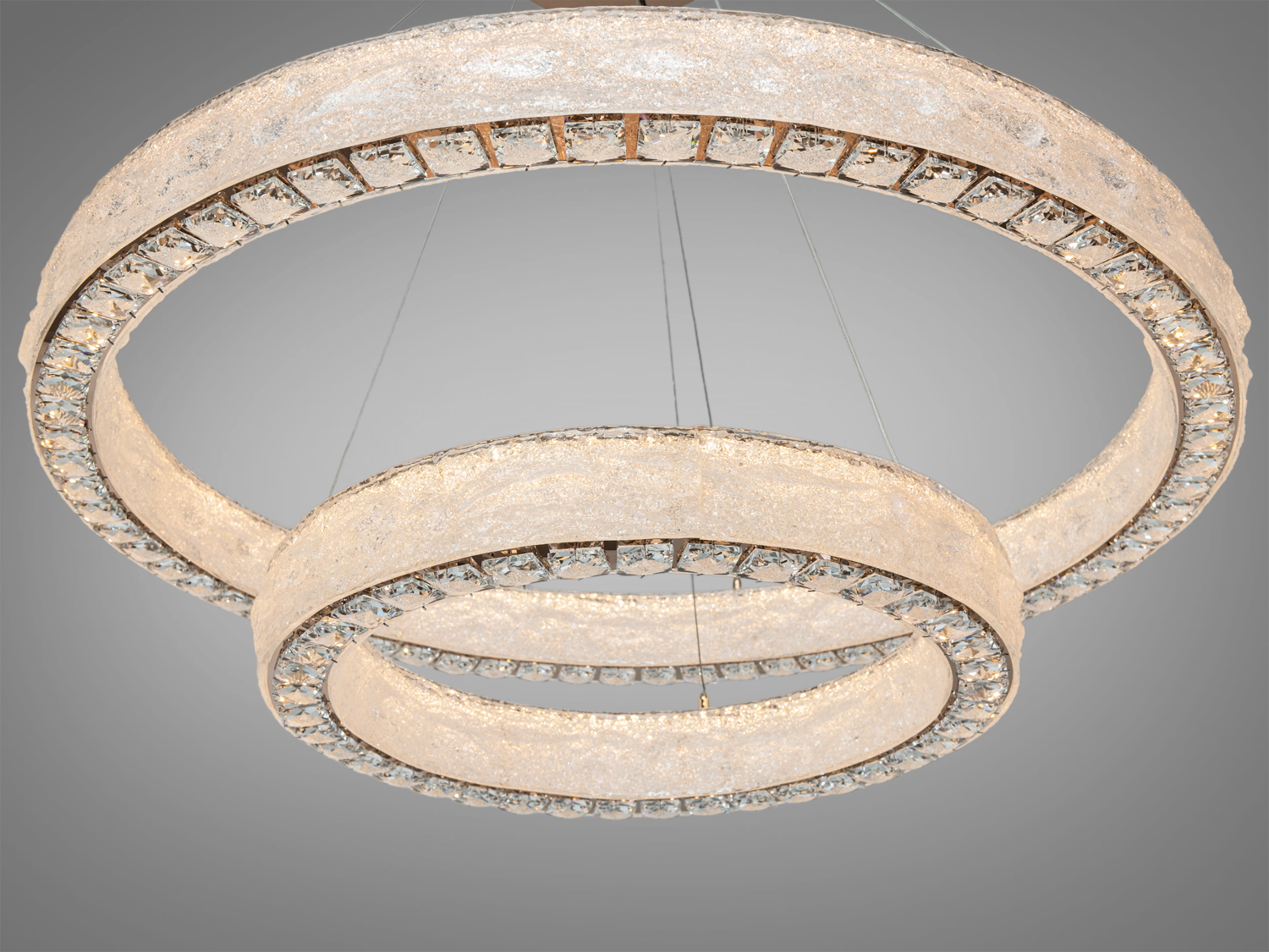 LED підвісна люстра 2 кільця золото 142Вт пульт