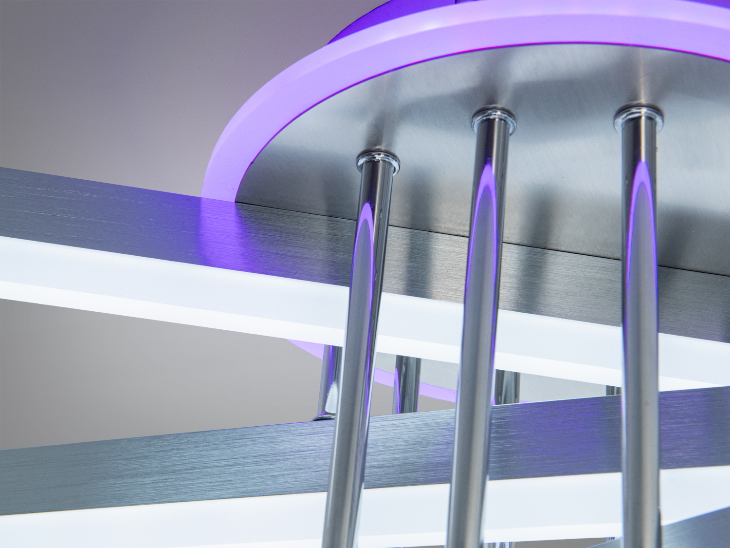 LED люстра стельова 102Вт димер пульт матовий хром