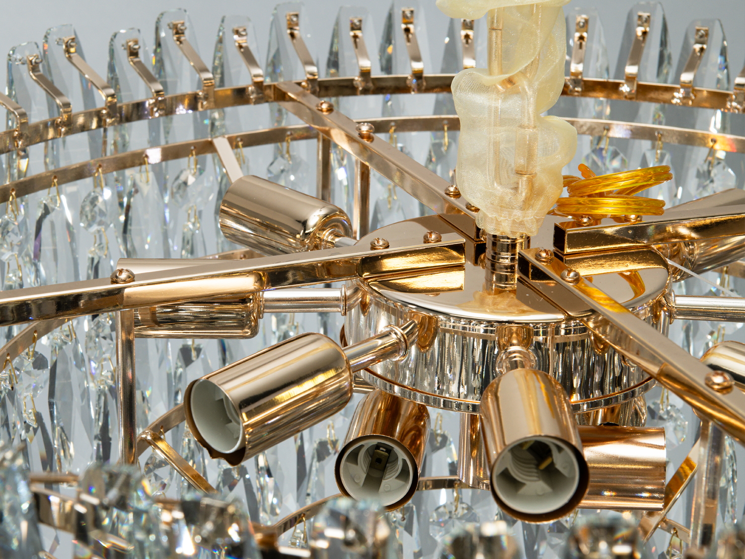 Люстра кришталева класична золото 13xE14 кругла