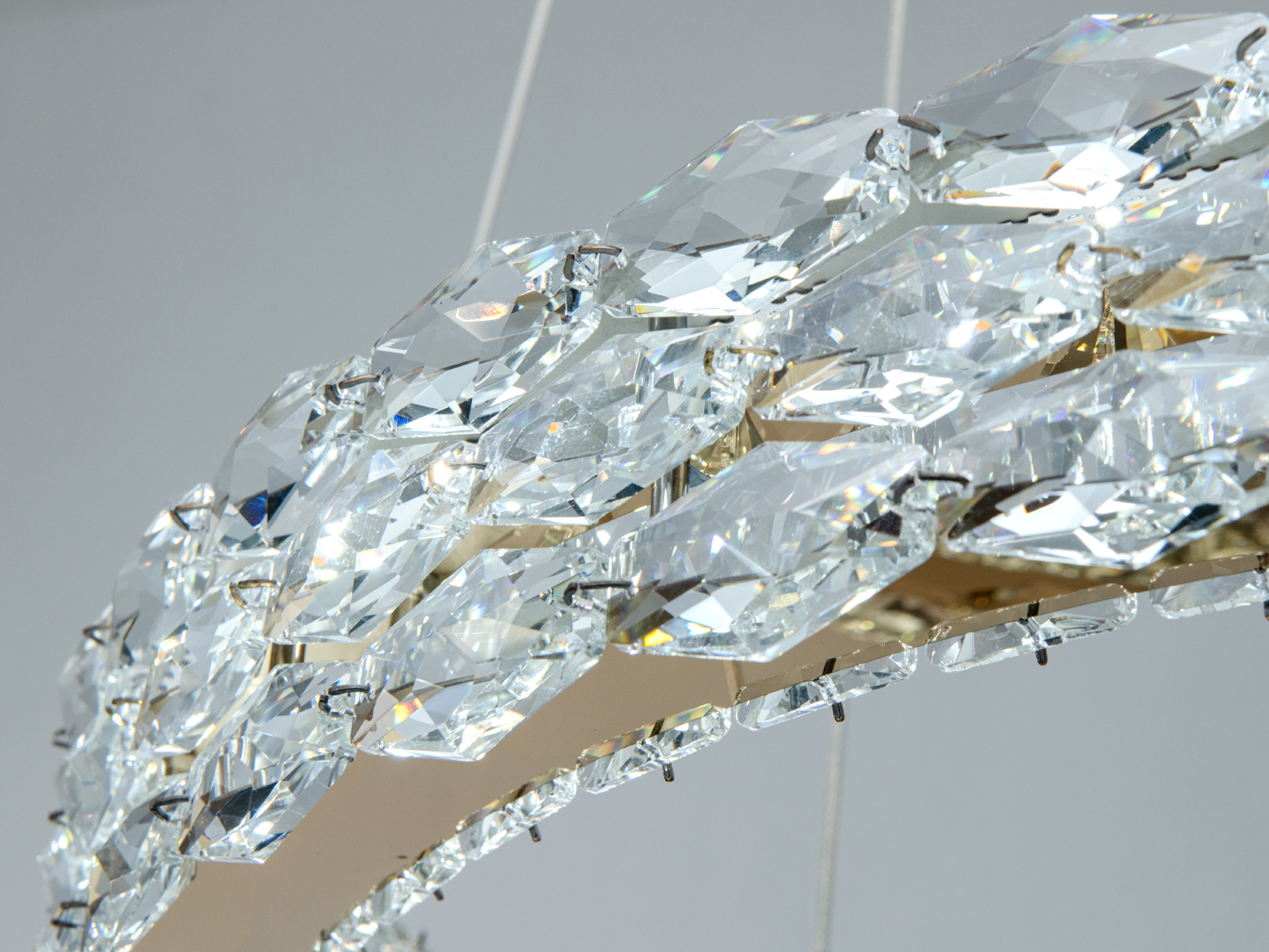 Люстра підвісна LED золото 54Вт 2 кільця пульт