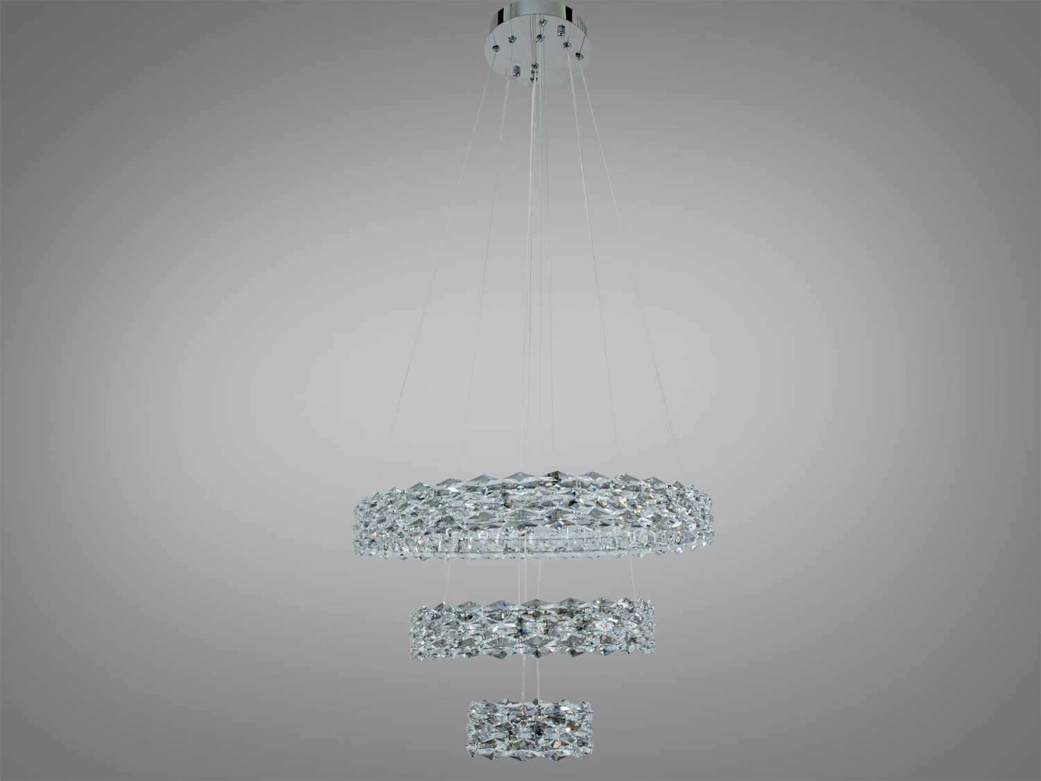 Люстра LED Diasha хром 70Вт 3 кільця пульт