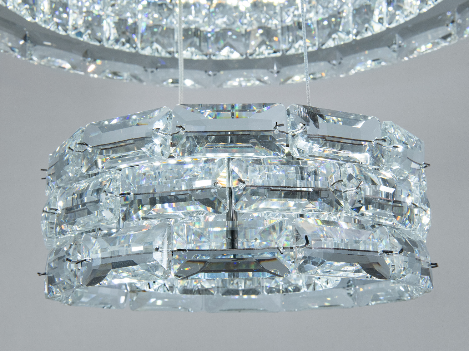 LED люстра каскад хром 70Вт пульт 3 кільця