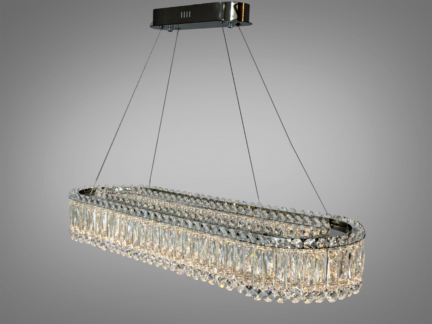 Люстра підвісна Diasha 68Вт хром овальна з пультом