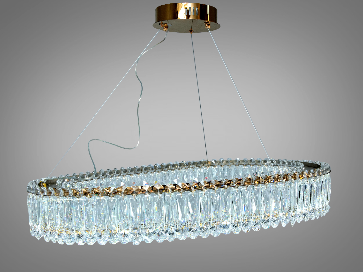 Кришталева підвісна люстра золото 68 Вт ПДУ