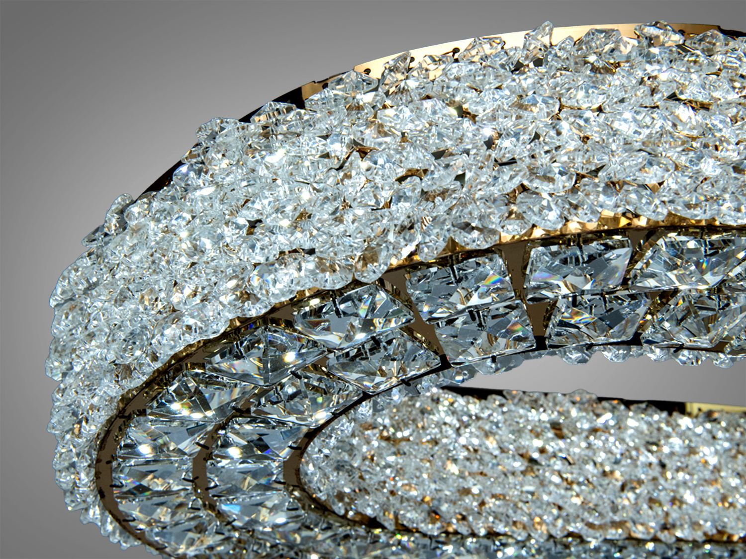 Люстра підвісна LED кришталева золото 84 Вт овал