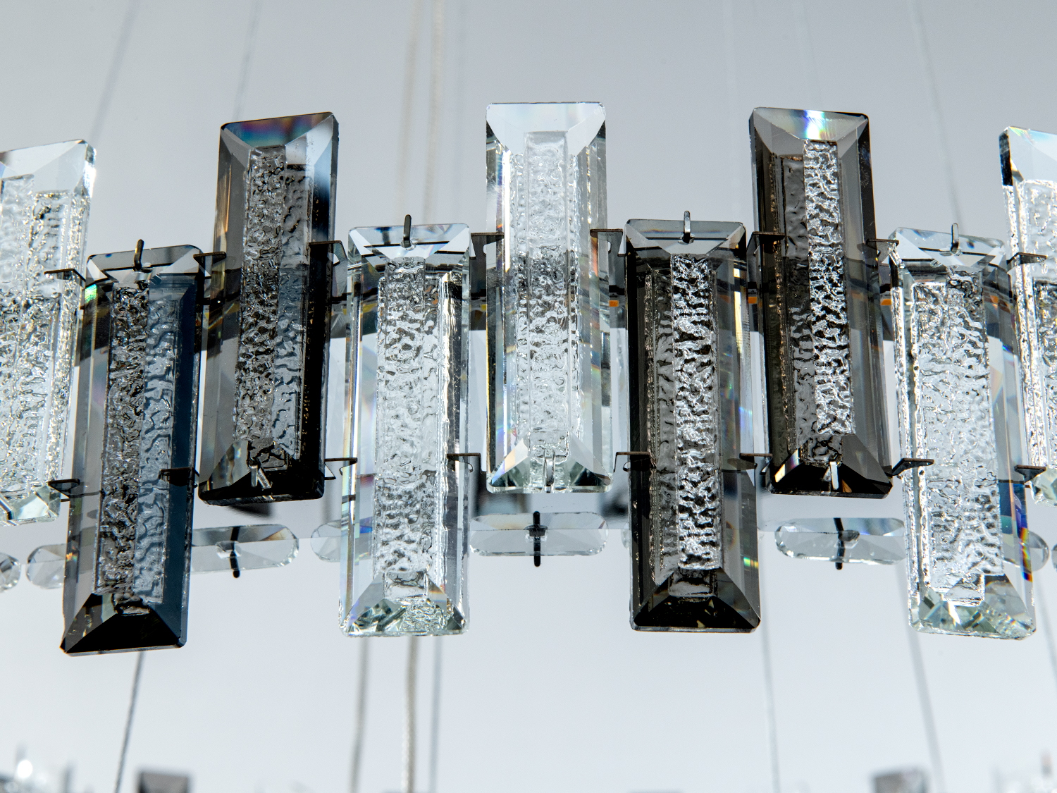 Кришталева LED люстра три кільця хром 70 Вт