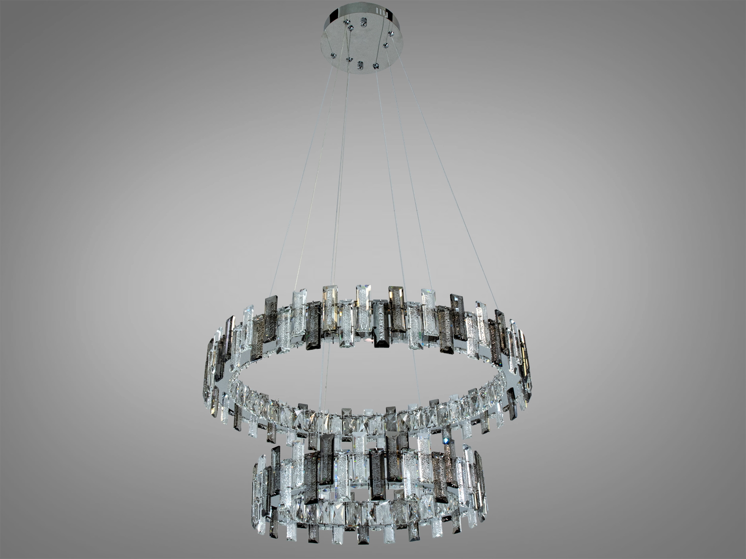 Підвісна LED люстра 54Вт 2 модулі хром пульт