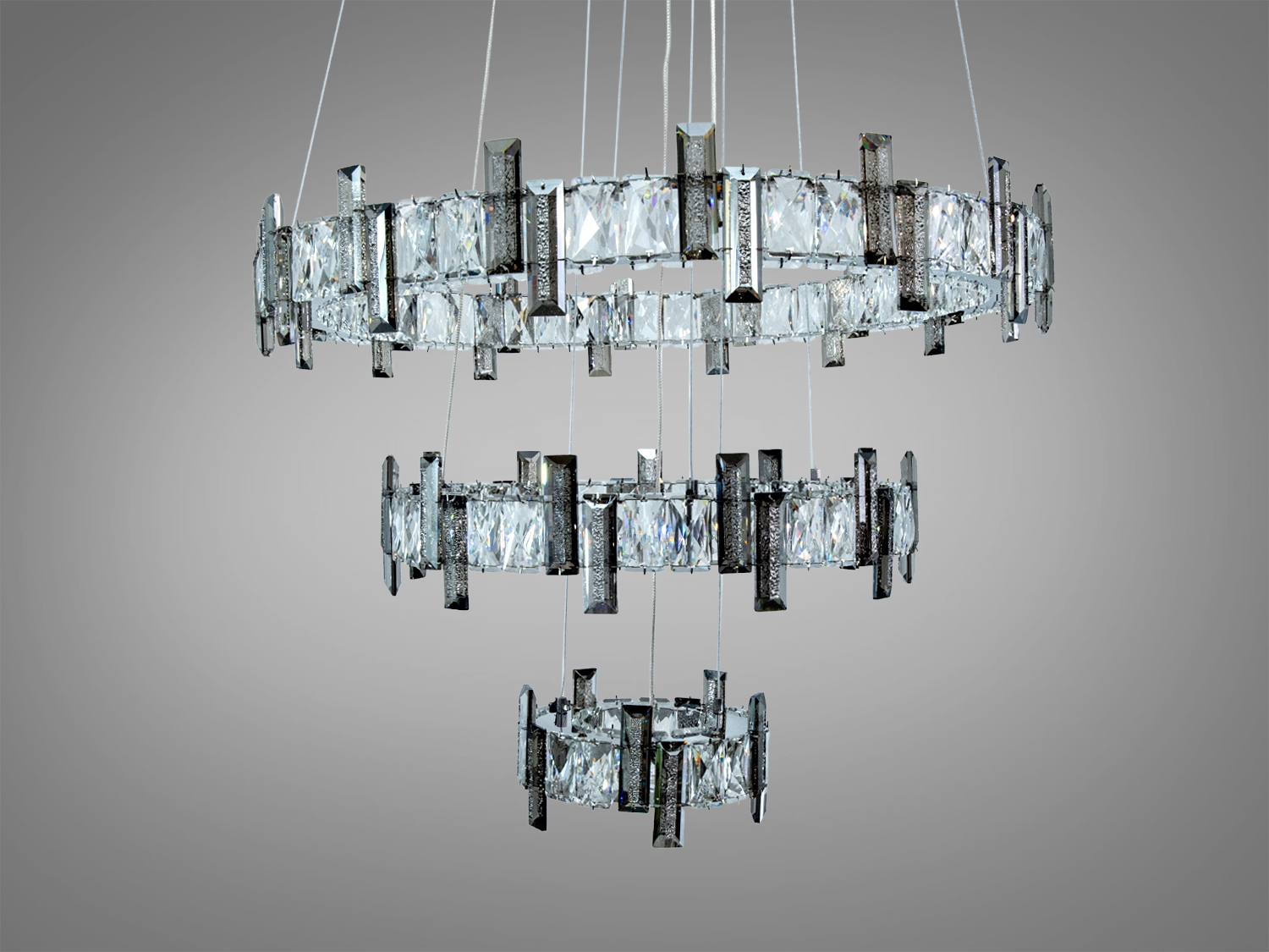 Підвісна люстра Diasha Каскад хром 70Вт 3 кільця