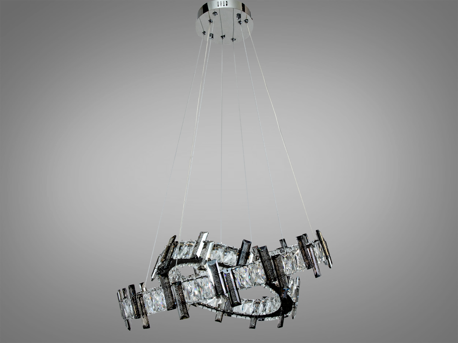 Люстра LED Diasha хром 54 Вт пульт 2 кільця