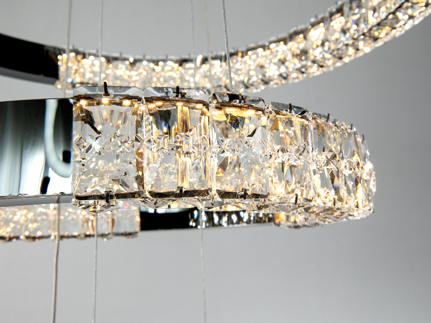 Підвісна LED люстра 2 кільця чорний хром 54Вт