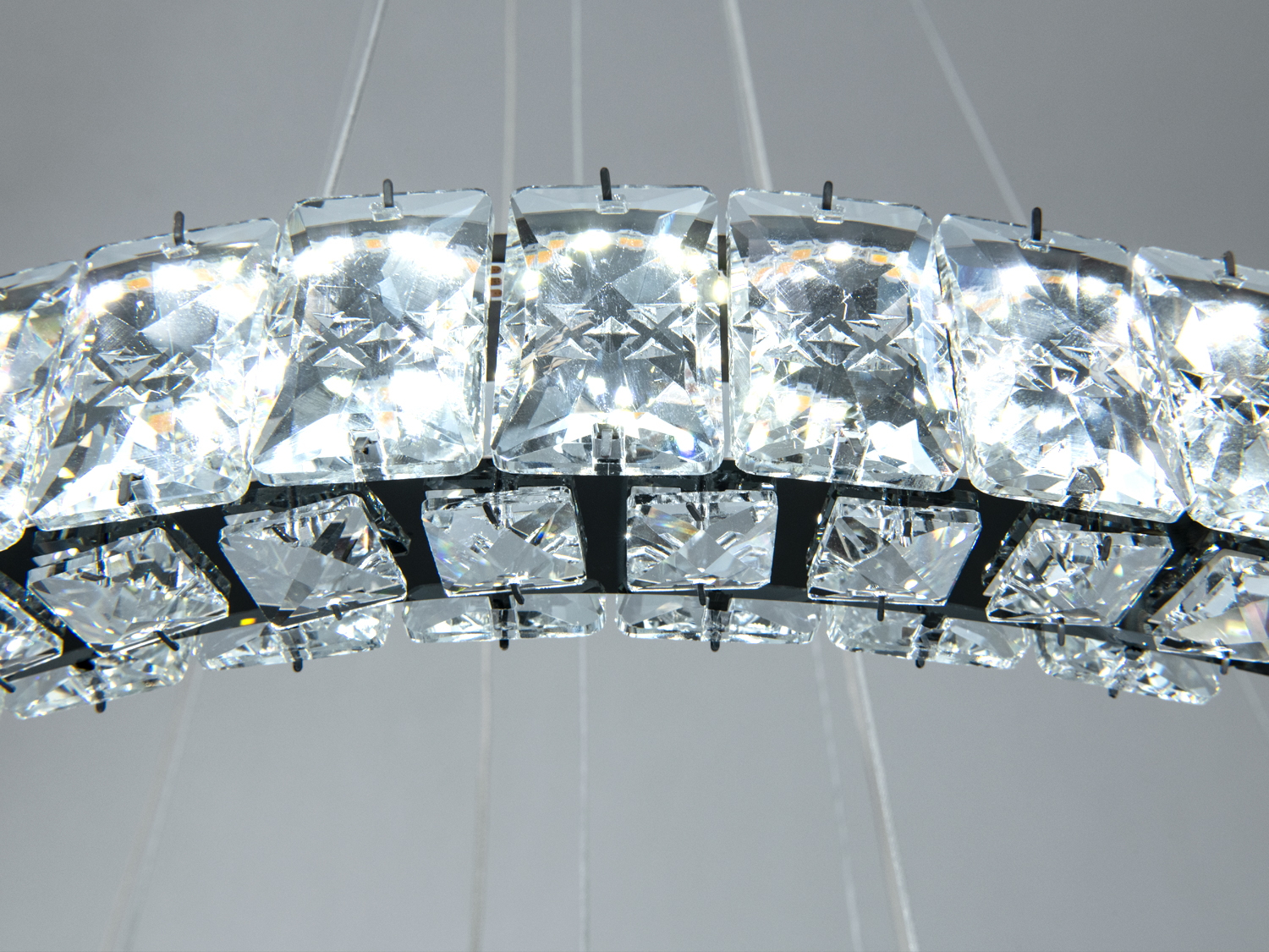 Підвісна LED люстра 2 кільця чорний хром 54Вт