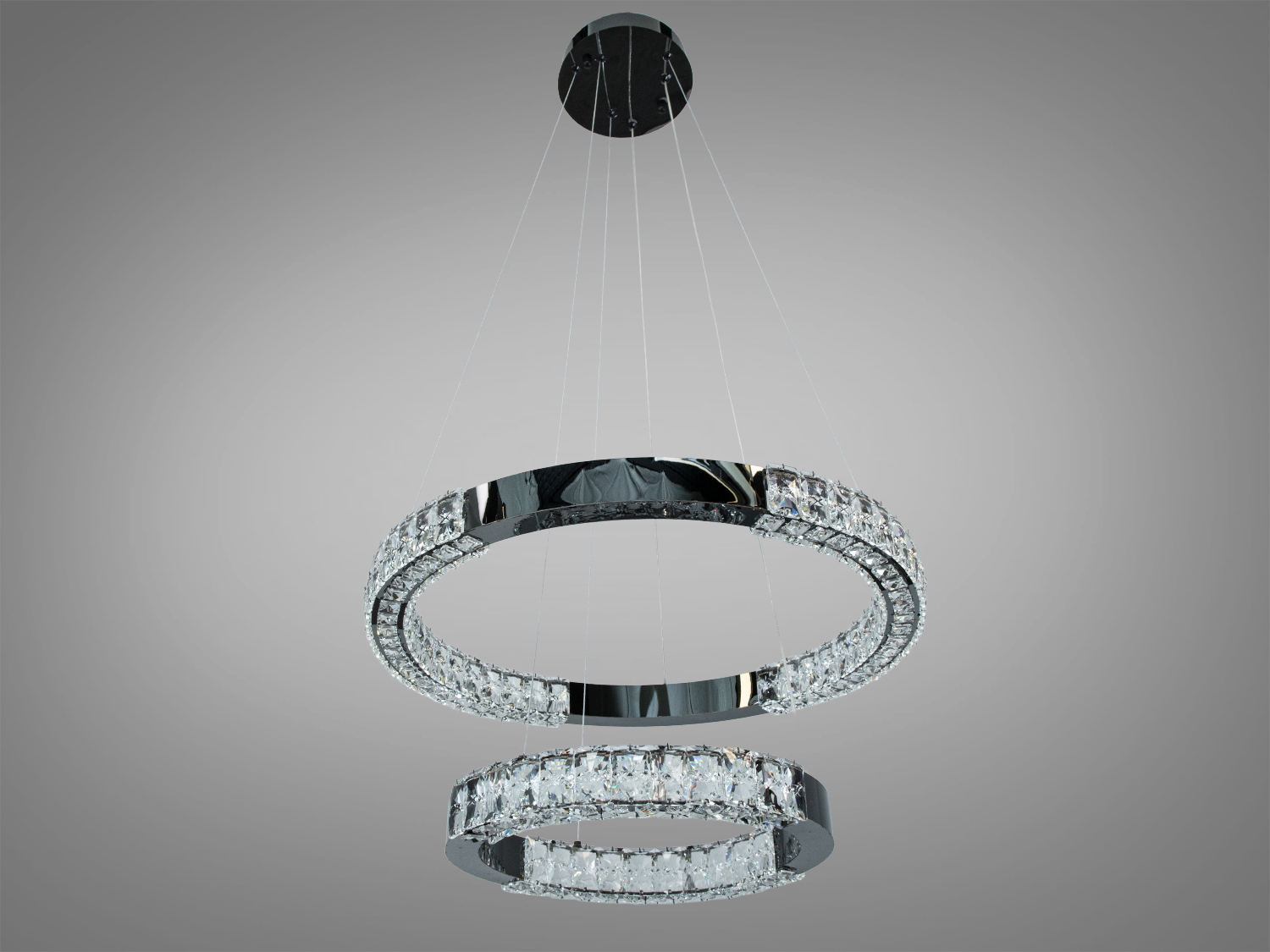 Підвісна LED люстра 2 кільця чорний хром 54Вт