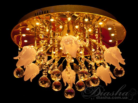 &nbsp;&nbsp;&nbsp;Новая серия галогеновых люстр представляемых в 2010 году способна обеспечить Вам комфотр на уровне, который превышает все Ваши ожидания.
&nbsp;&nbsp;&nbsp;В данной серии, кроме уже привычного включения и выключения люстры, и выбора режима при помощи радио пульта, добавлен новый режим - Светодиодная подсветка&nbsp;&nbsp;&nbsp;Режим светодиодной подсветки гораздо спокойнее и менее ярок чем включение даже наименьшего количества галогеновых ламп. Подобное освещение принесет в Ваш интерьер спокойствие, тишину, уют, тепло, подарит легкое, таинственное, завораживающее, интимное освещение. Режим светодиодной подсветки идеально подойдет для включения ночью, Вы все увидите, и не будет долгого привыкания к яркому свету. Как ночник - свет можно оставить на всю ночь, ведь светодиоды, в отличии от всех прочих типов осветительных приборов, не мерцают, имеют низкое тепловыделение, благодаря чему пожаробезопасны и практически вся потребленная энергия превращается в свет, а это, в свою очередь, -  экономичность. Эта люстра запросто создаст в Вашей квартире любое освещение от яркой феерии праздника до таинственного полумрака.
Возможно исполнение металических частей в золотом и хроммированном вариантах. В золотом варианте производятся с желтой и синей светодиодной подсветкой, в хроммированном только с синей подсветкой