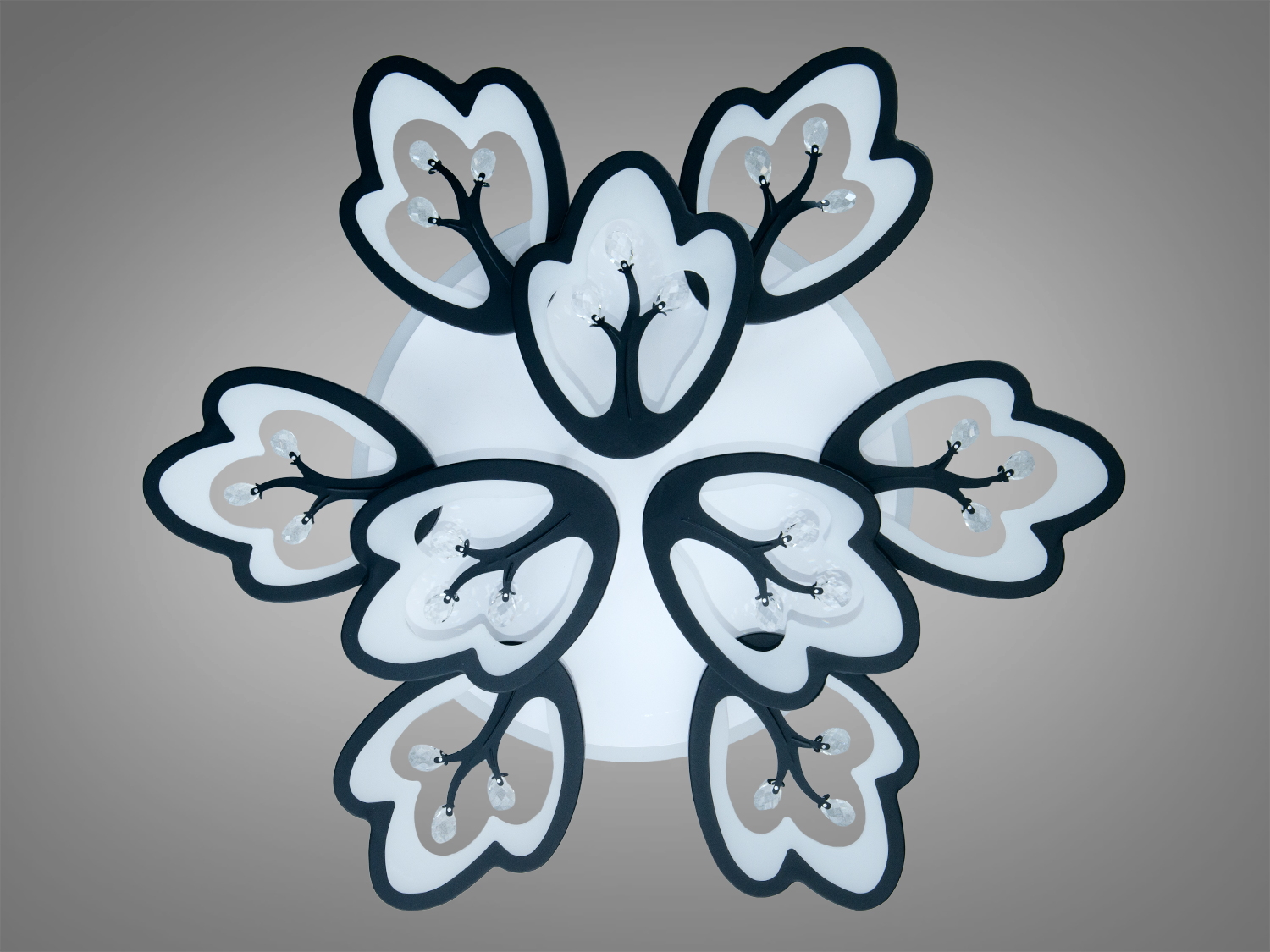 Люстра LED Diasha Petal чорна 185Вт 9 плафонів