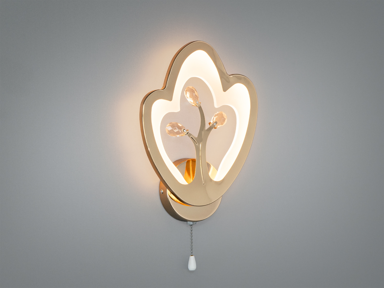 Світлодіодне бра Diasha 15 Вт у хромі з ланцюжком-вимикачем і трьома режимами 3200K/4100K/6000K. Підходить для спальні, вітальні та коридору.